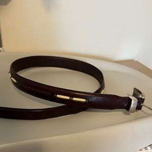 Onyx Dark Brown Leather Belt with Silver Buckle